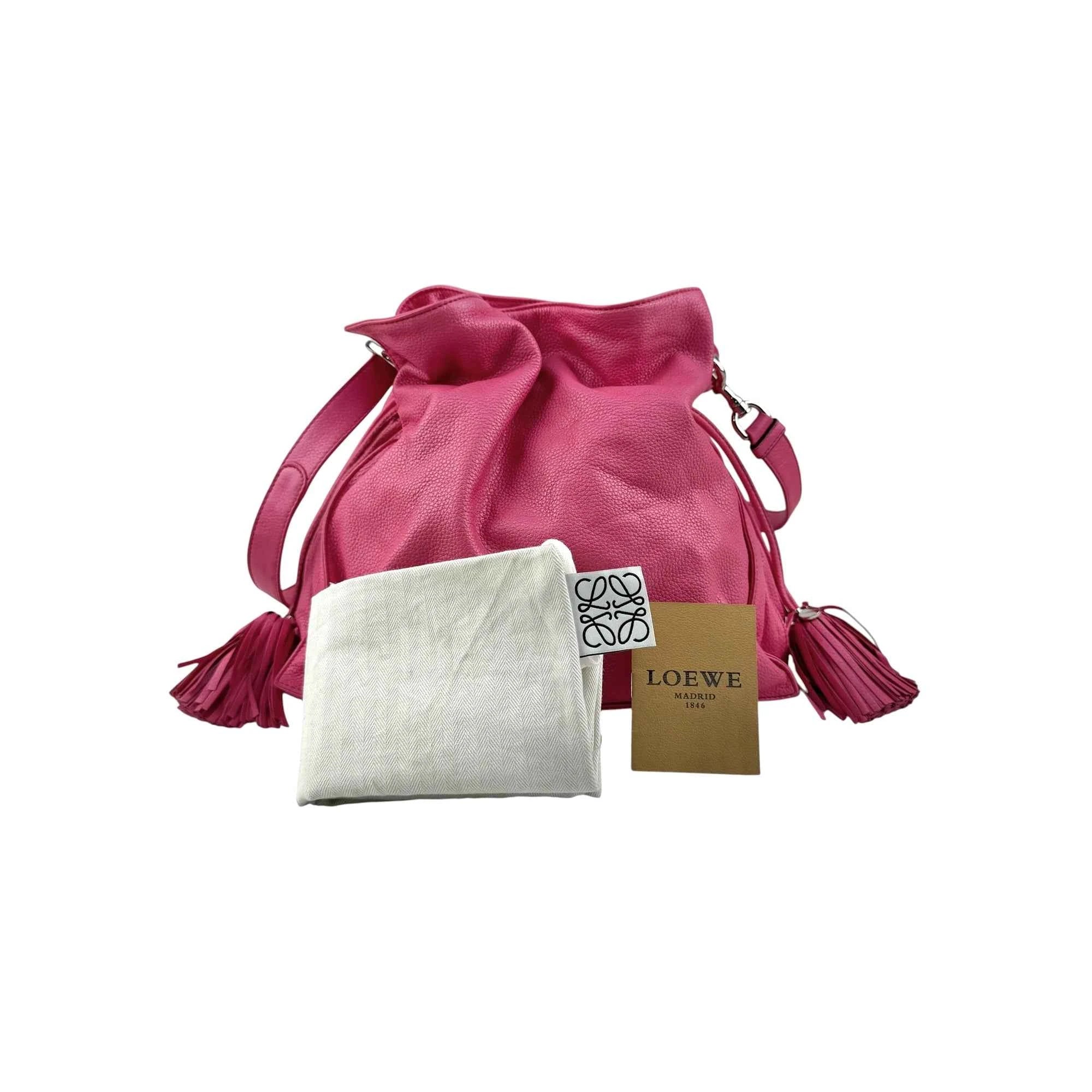 Loewe Pink Leather Flamenco Shoulder Bag