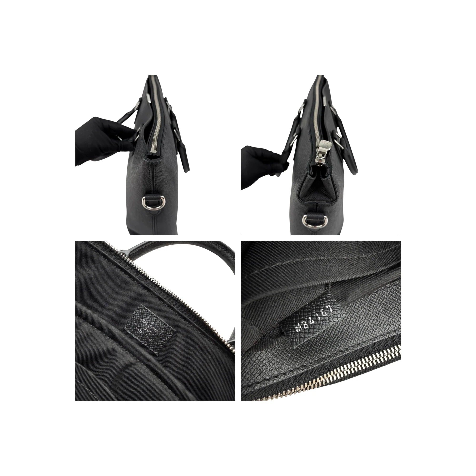 Louis Vuitton Taiga Anton Leather Briefcase Black Pony-style calfskin