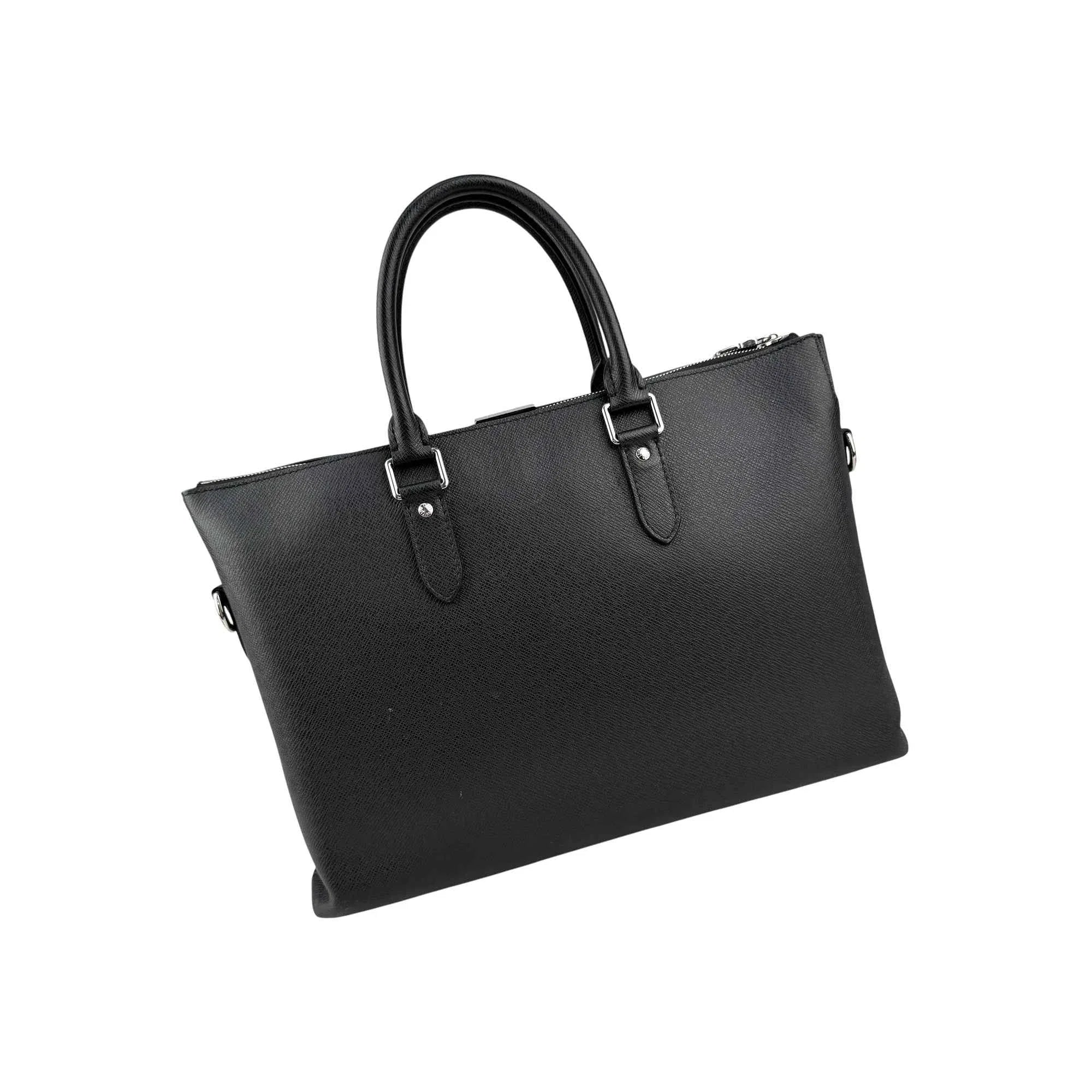 Louis Vuitton Taiga Anton Leather Briefcase Black Pony-style calfskin