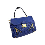 Miu Miu Blue Quilted Leather Biker Top Handle Bag