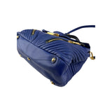 Miu Miu Blue Quilted Leather Biker Top Handle Bag