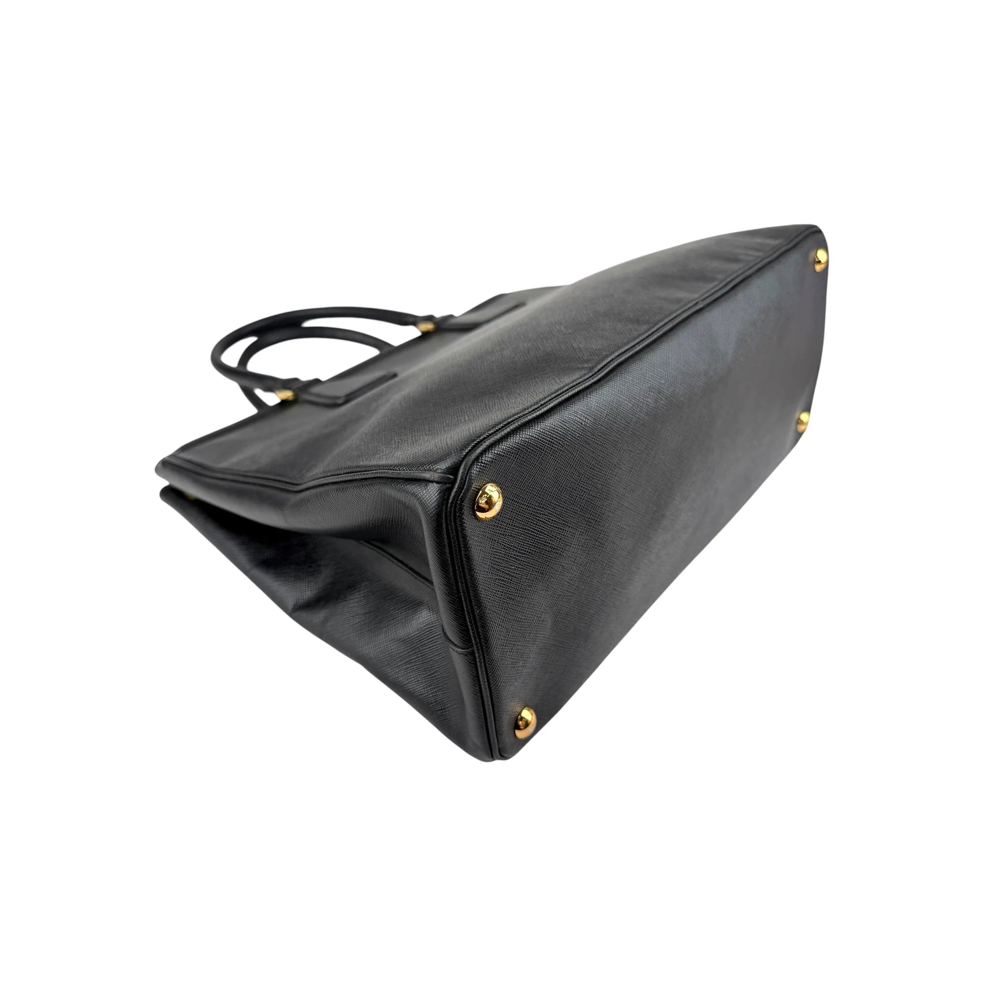 Prada Black Saffiano Vernice Leather Parabole Shopping Tote Bag