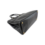 Prada Black Saffiano Vernice Leather Parabole Shopping Tote Bag