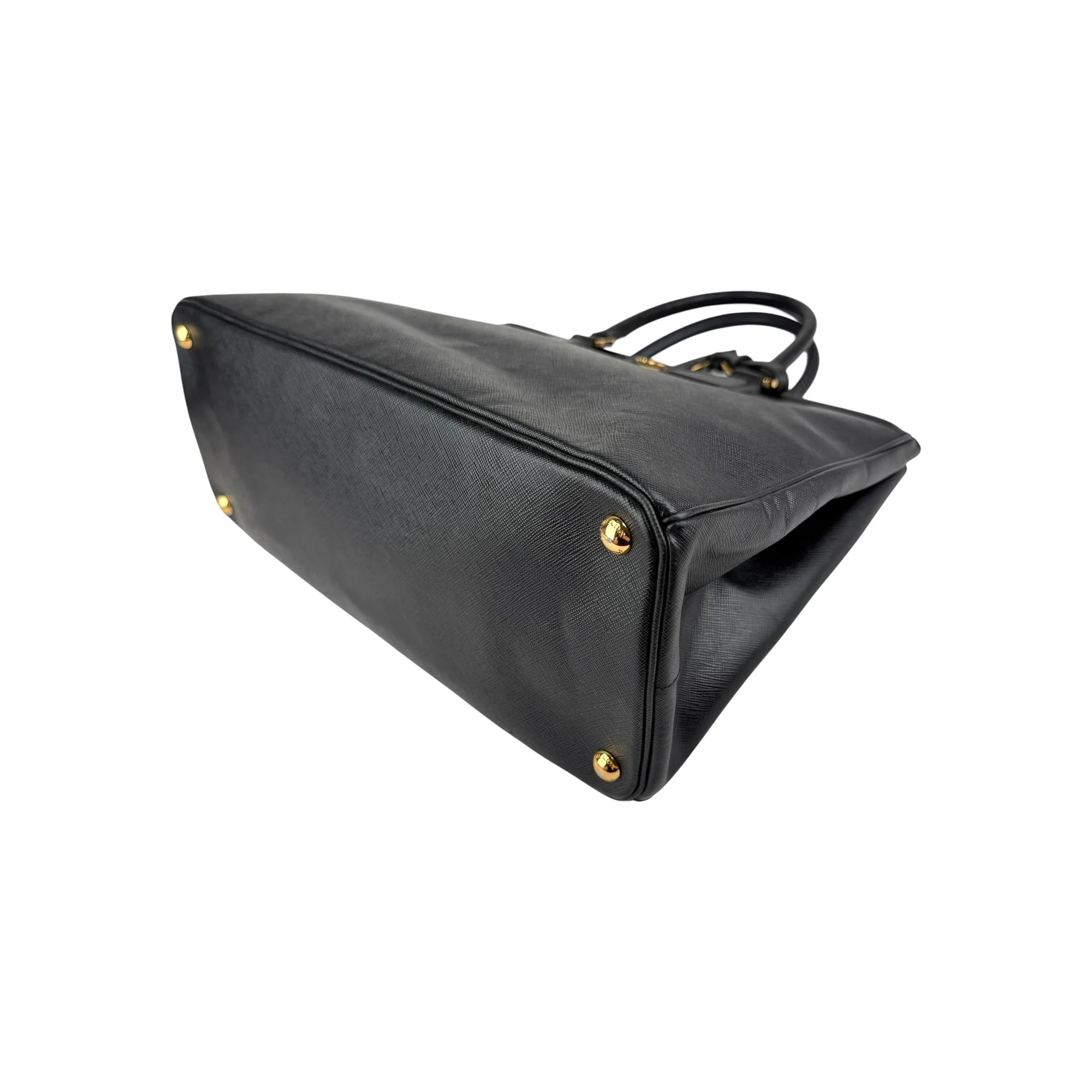 Prada Black Saffiano Vernice Leather Parabole Shopping Tote Bag