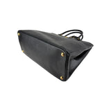 Prada Black Saffiano Vernice Leather Parabole Shopping Tote Bag