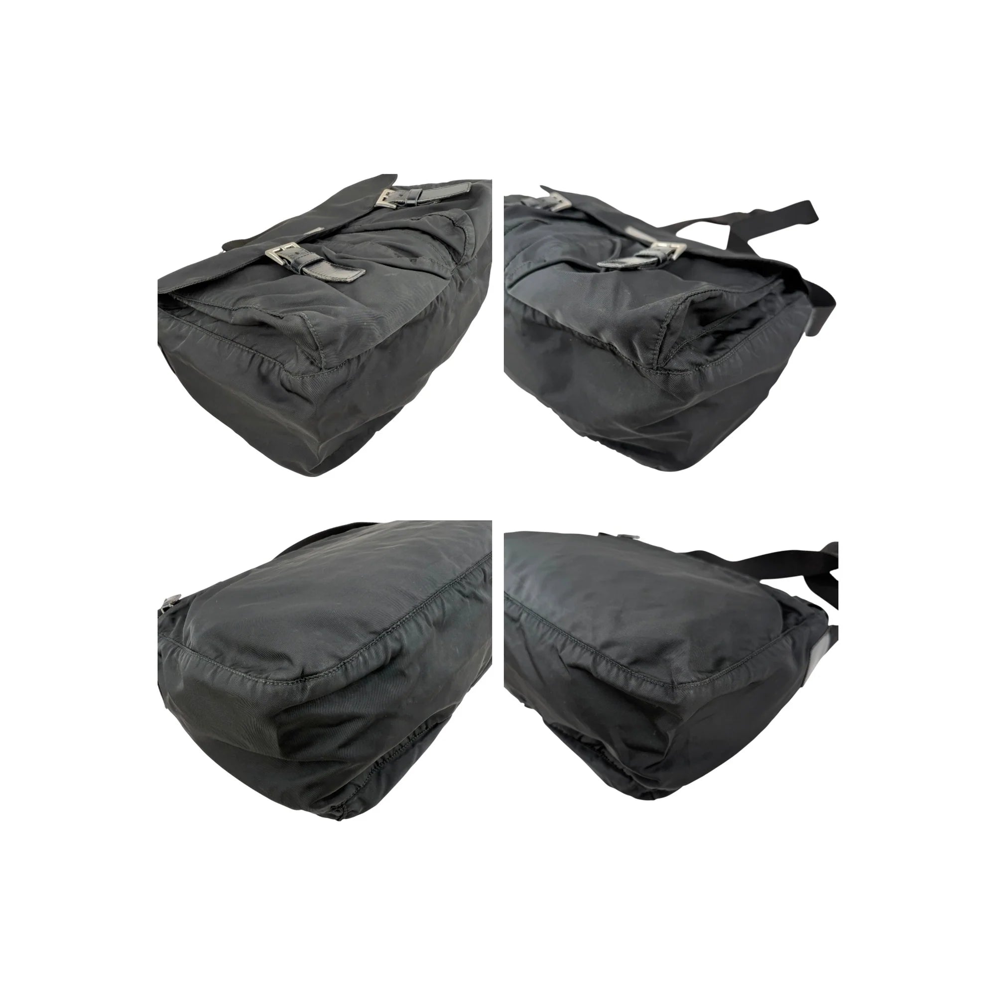 Prada Black Vela Nylon Buckle Messenger Bag