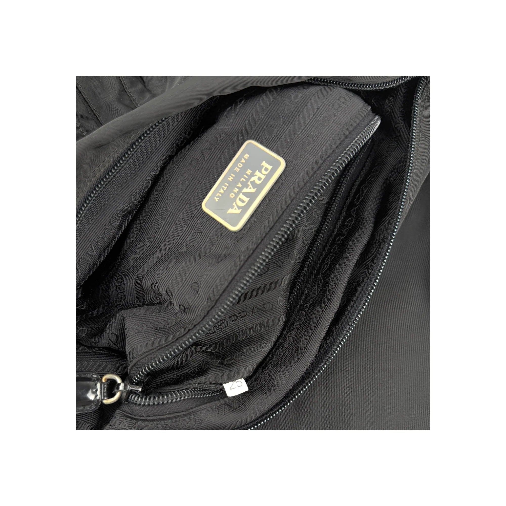 Prada Black Vela Nylon Buckle Messenger Bag