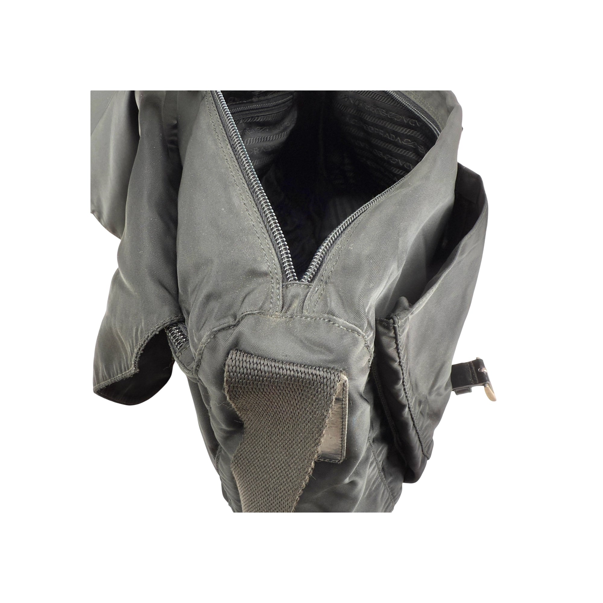 Prada Black Vela Nylon Buckle Messenger Bag