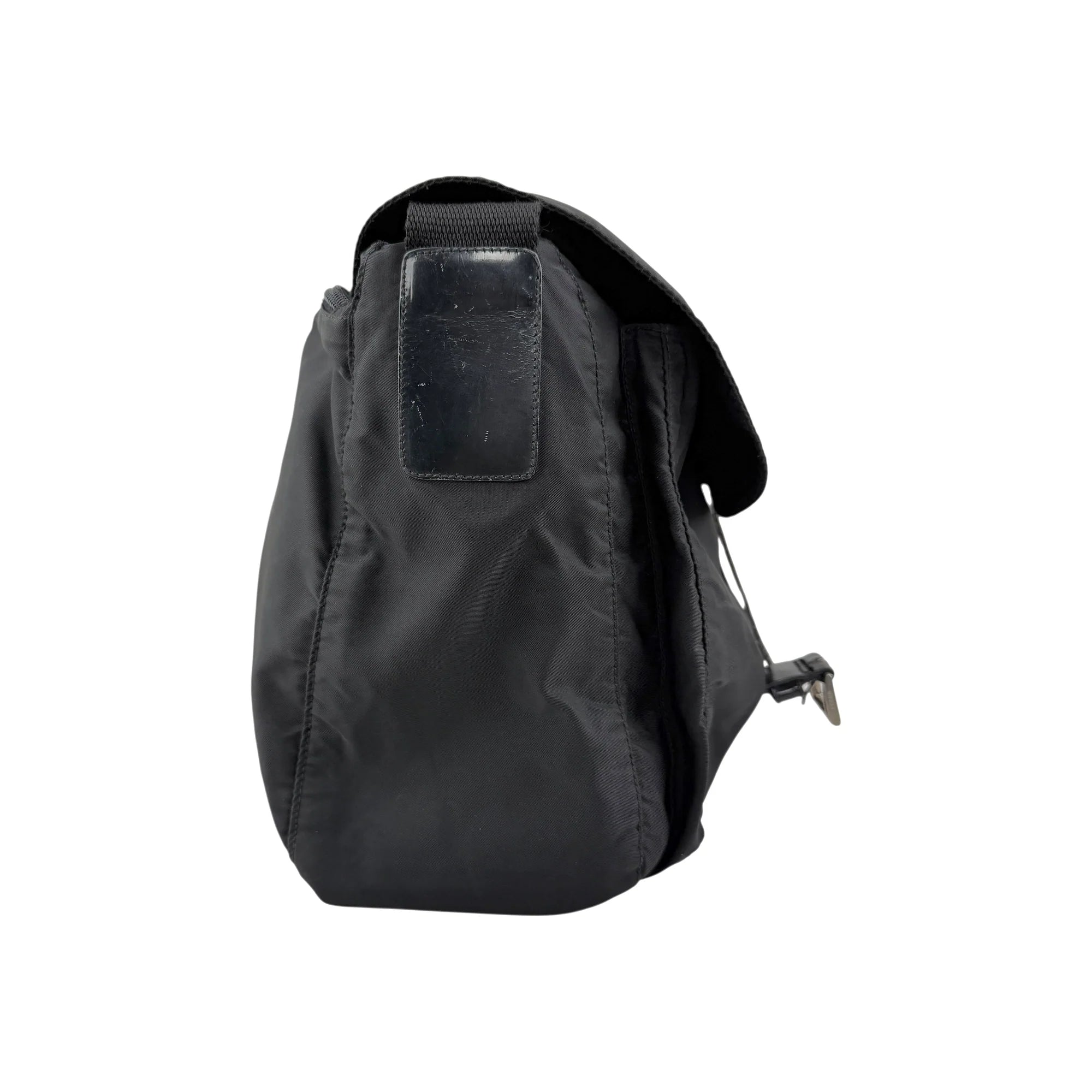 Prada Black Vela Nylon Buckle Messenger Bag