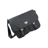 Prada Black Vela Nylon Buckle Messenger Bag