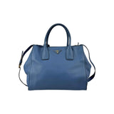 Prada Blue Vitello Daino Convertible Tote