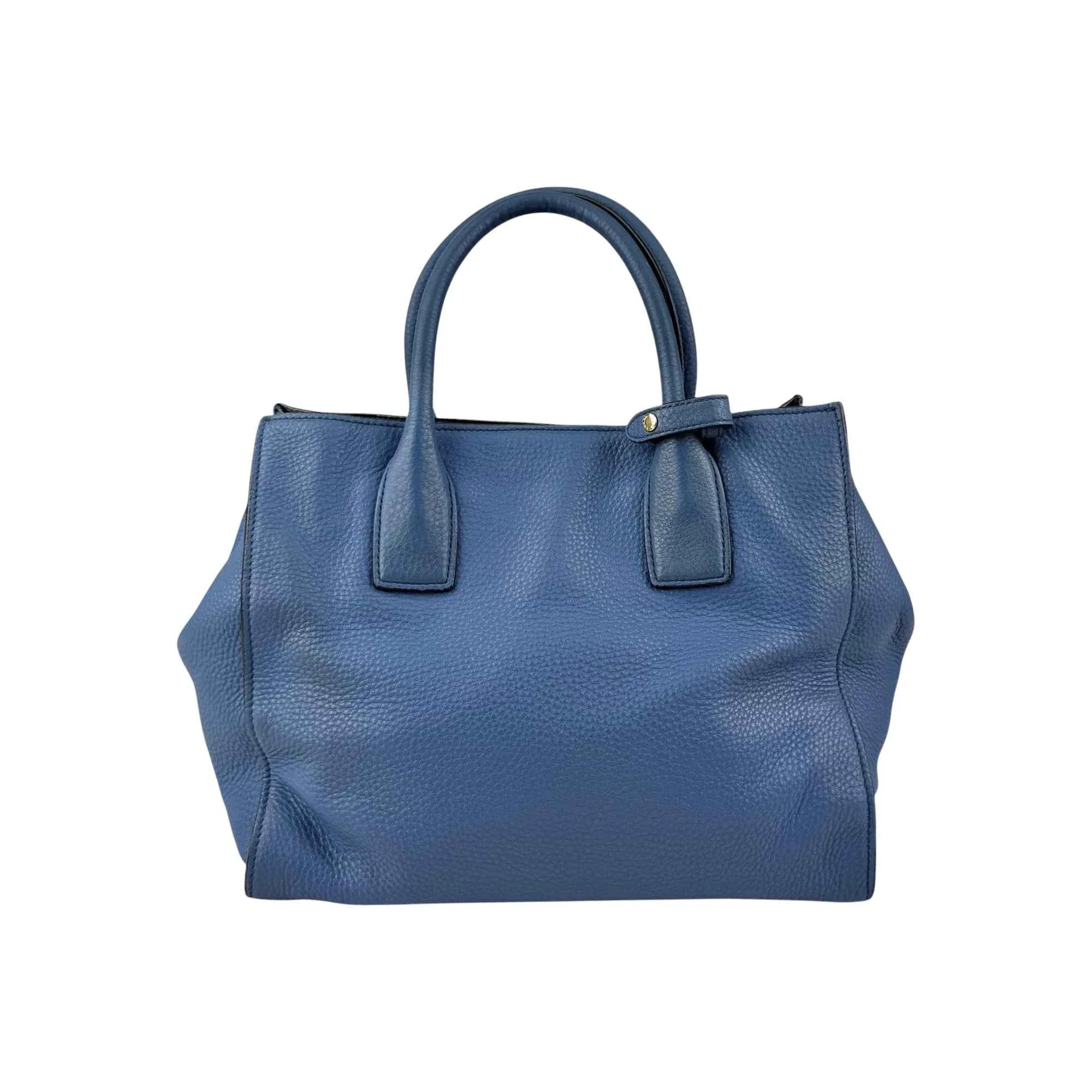 Prada Blue Vitello Daino Convertible Tote