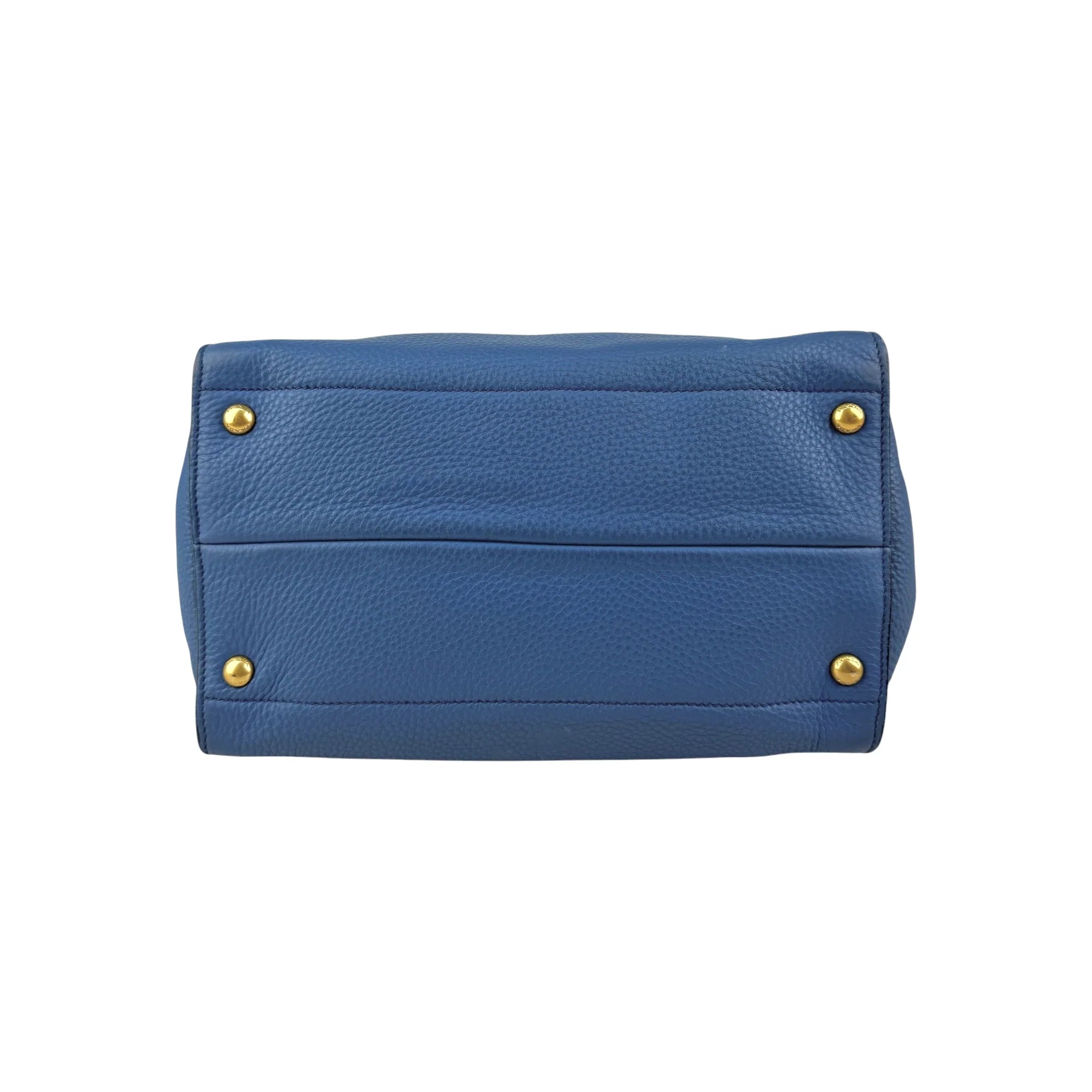 Prada Blue Vitello Daino Convertible Tote