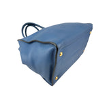 Prada Blue Vitello Daino Convertible Tote