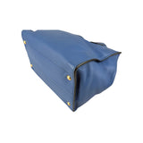 Prada Blue Vitello Daino Convertible Tote