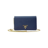 Prada Bluette Saffiano Lux Leather Bandoliera Crossbody Bag