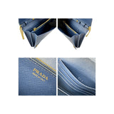 Prada Bluette Saffiano Lux Leather Bandoliera Crossbody Bag