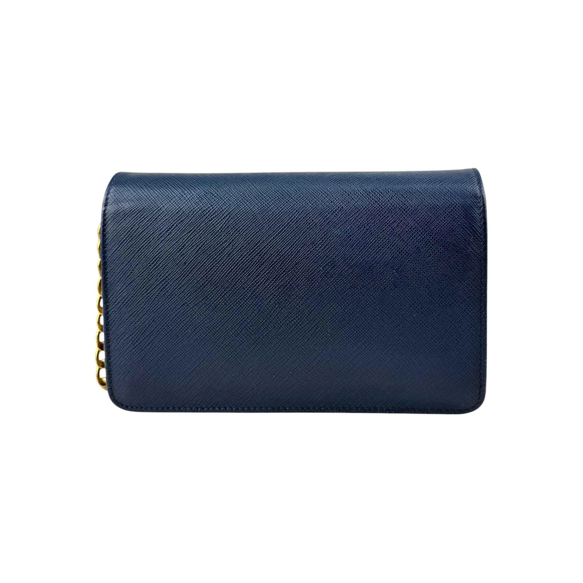 Prada Bluette Saffiano Lux Leather Bandoliera Crossbody Bag