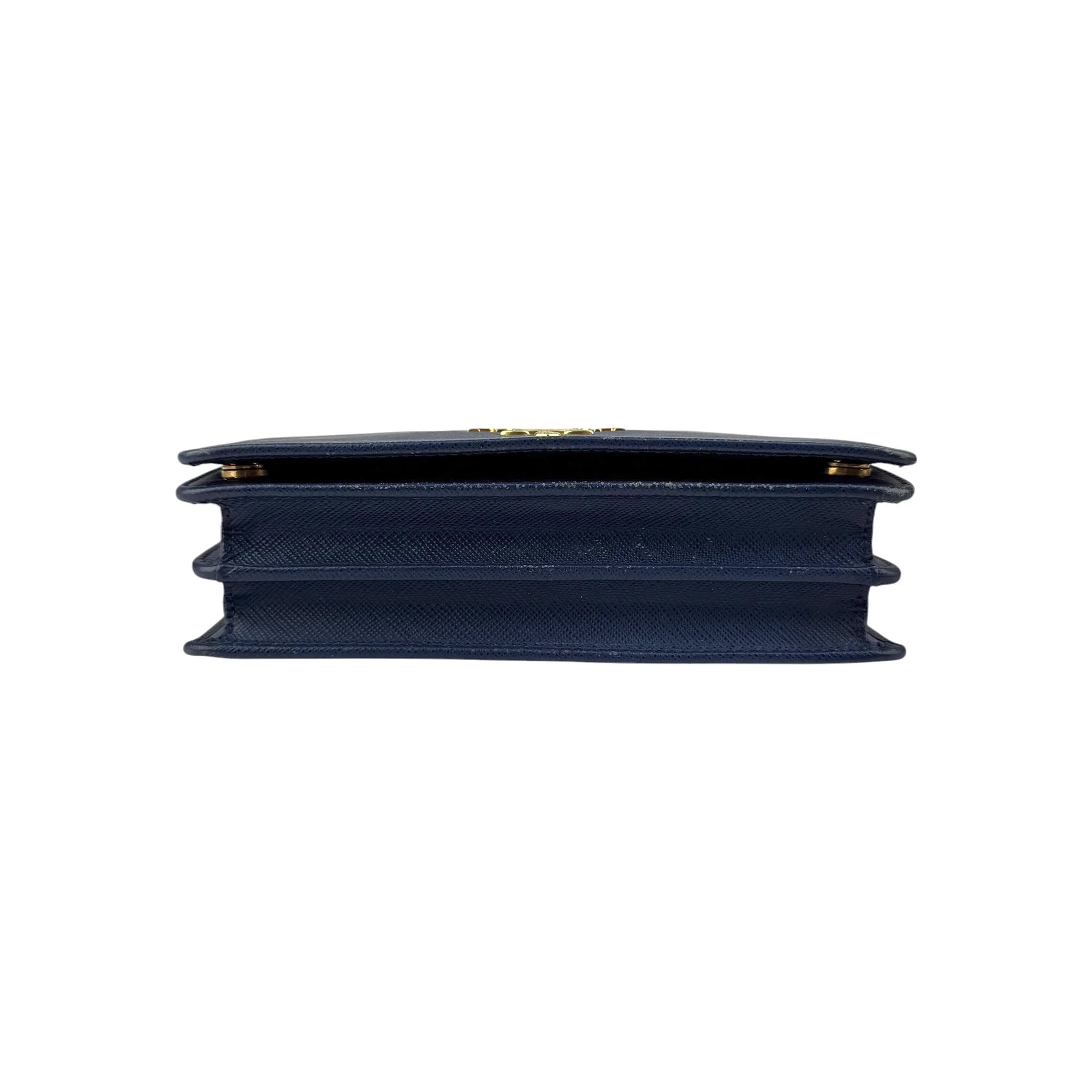 Prada Bluette Saffiano Lux Leather Bandoliera Crossbody Bag