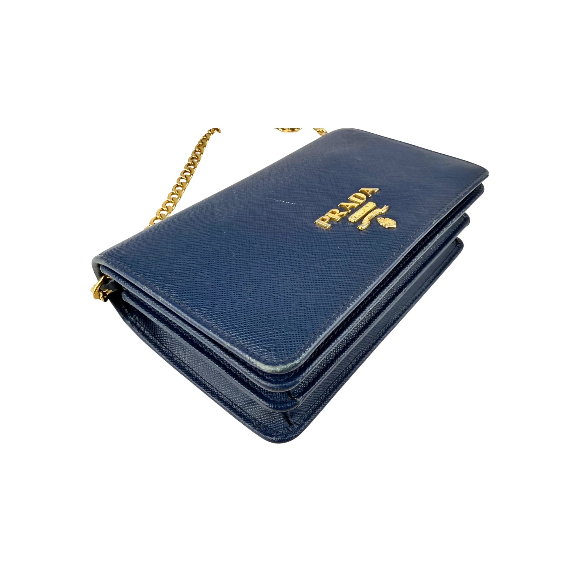 Prada Bluette Saffiano Lux Leather Bandoliera Crossbody Bag