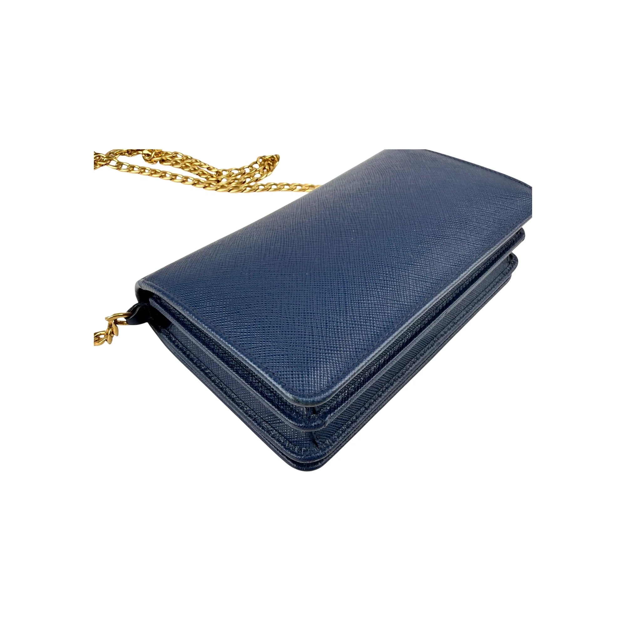 Prada Bluette Saffiano Lux Leather Bandoliera Crossbody Bag