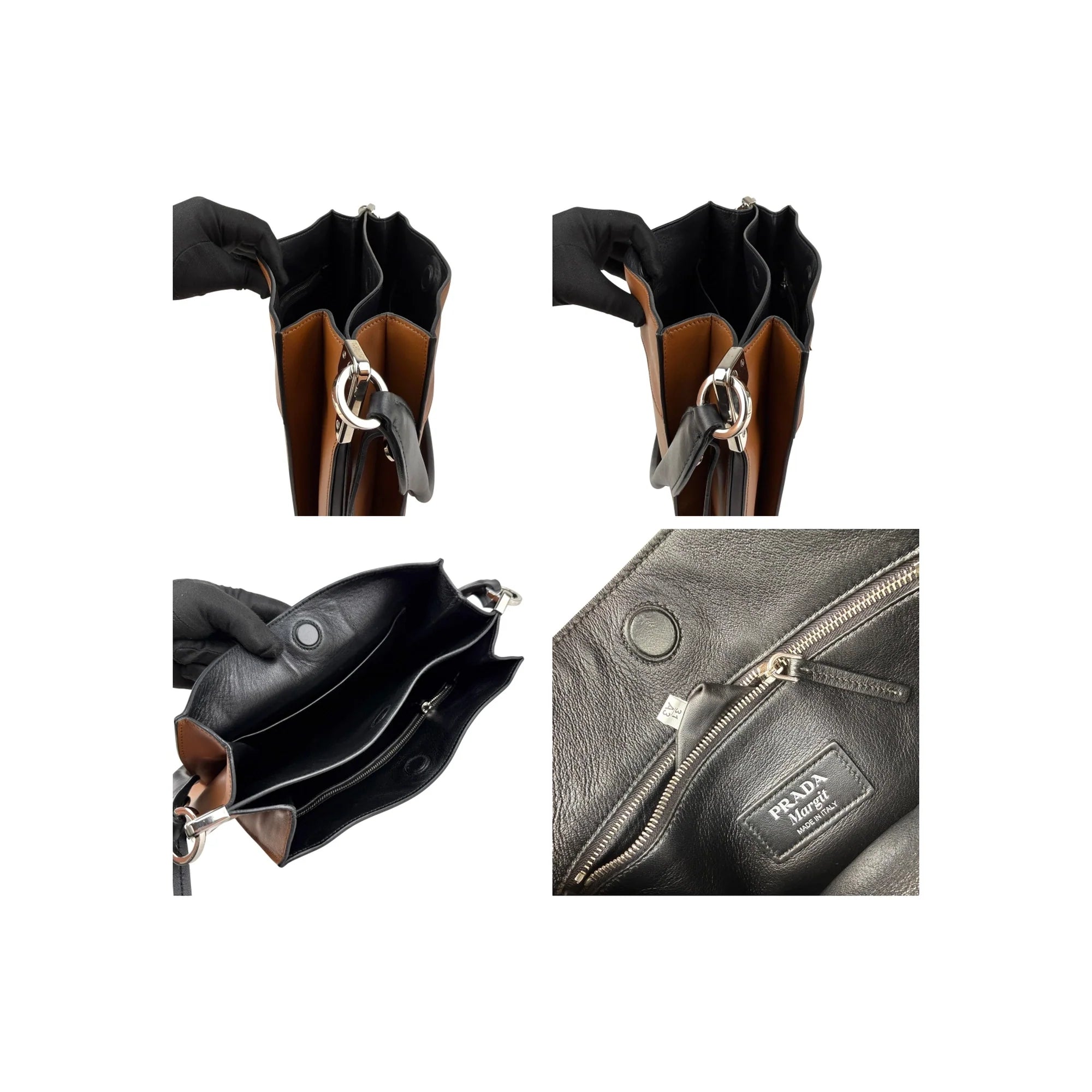 Prada Brown City Calf Leather Margit Shoulder Bag