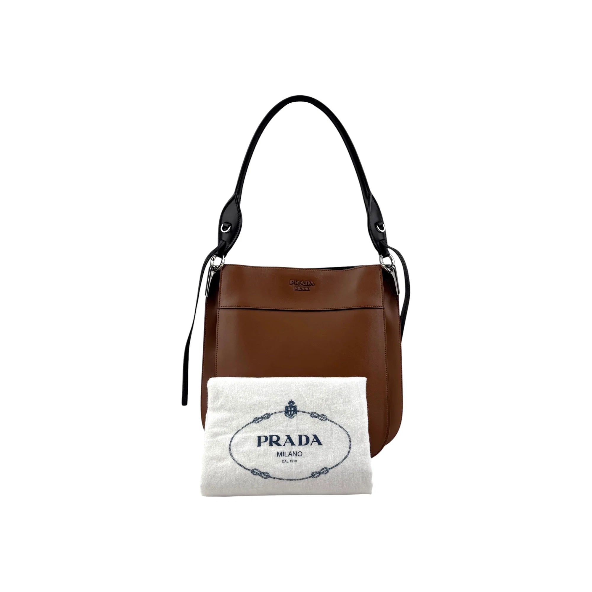 Prada Brown City Calf Leather Margit Shoulder Bag