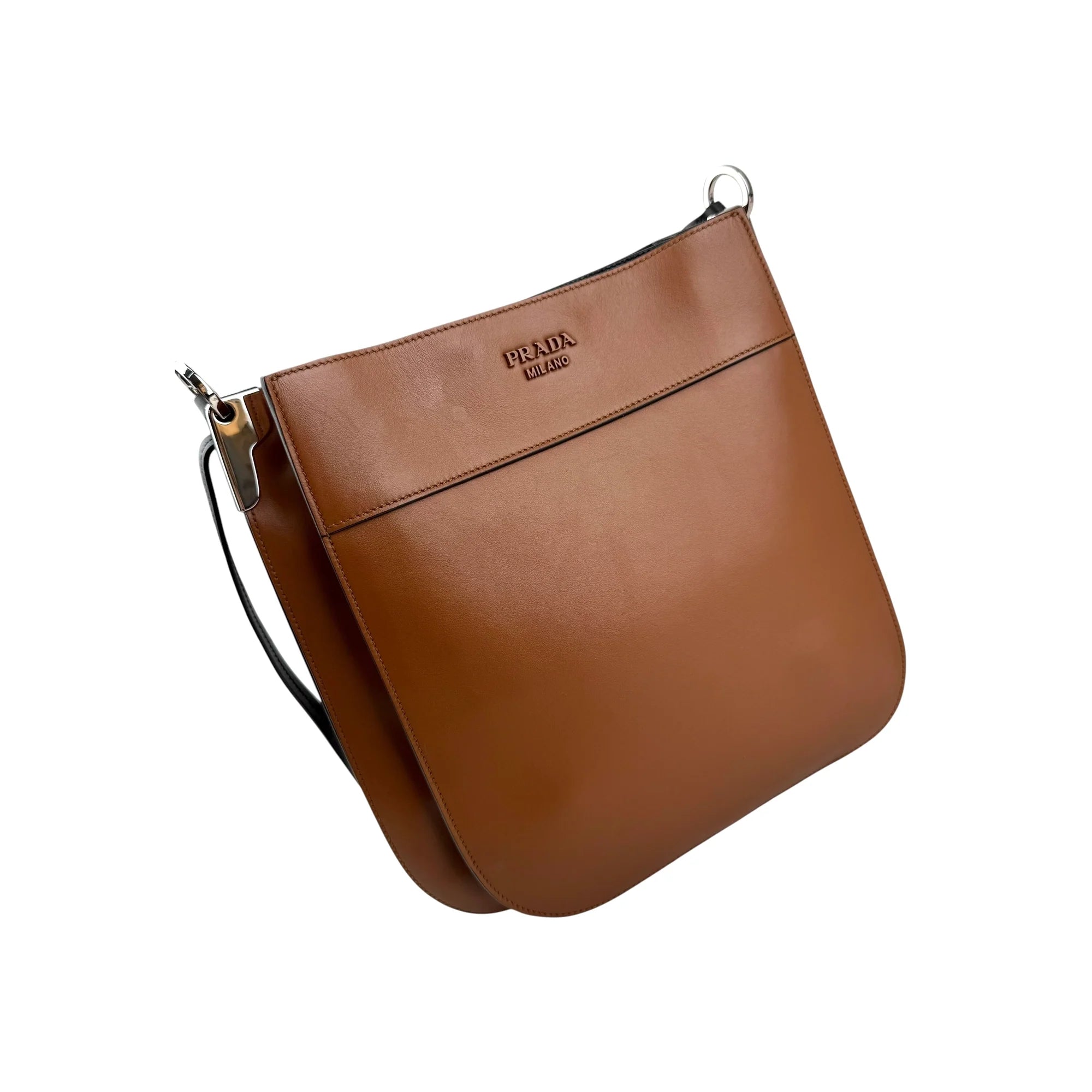Prada Brown City Calf Leather Margit Shoulder Bag