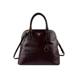 Prada Burgundy Saffiano Patent Leather Medium Promenade Satchel