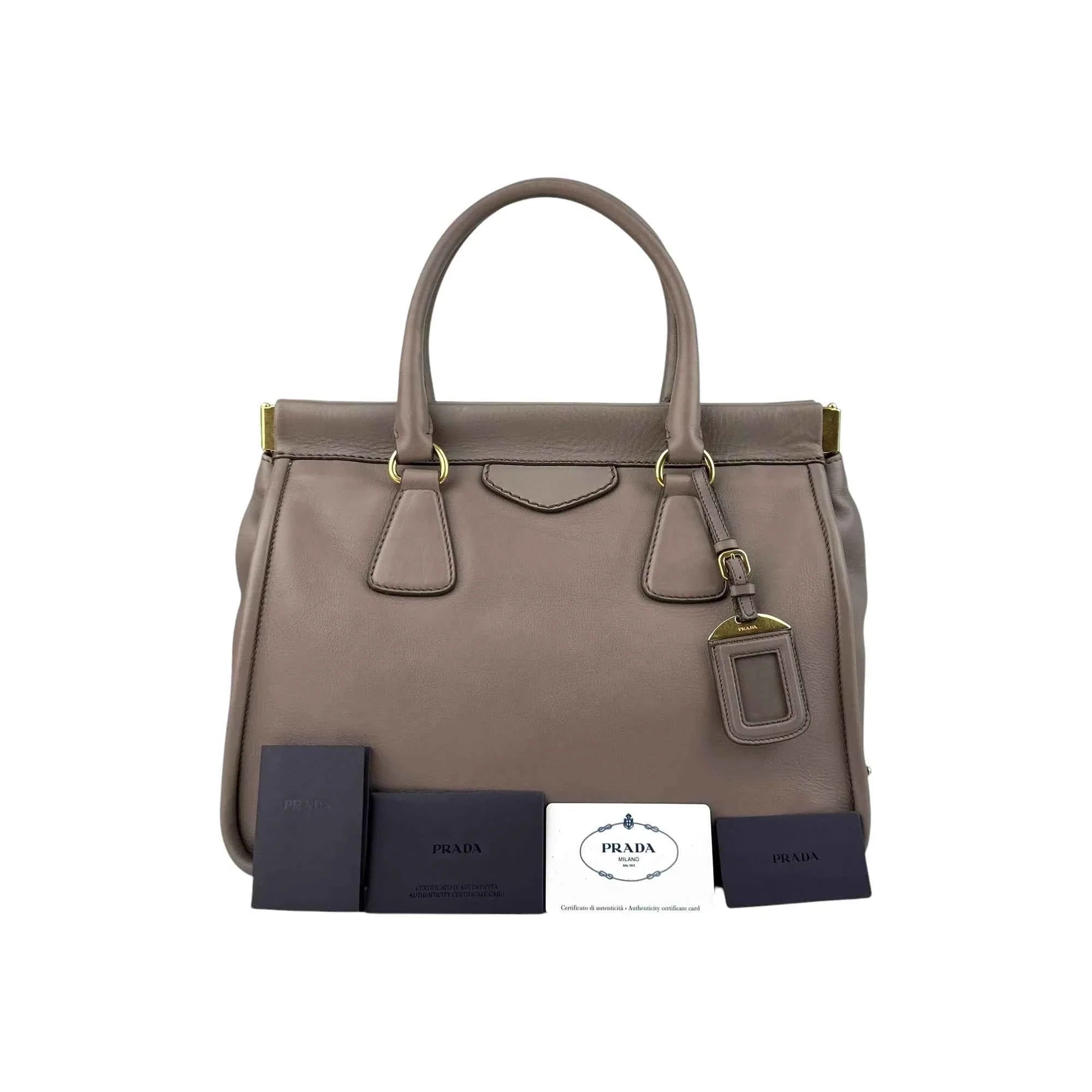 Prada Large Calfskin Framed Tote
