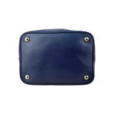 Prada Navy Leather Duet Drawstring Bucket Bag with Red Trim