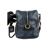 Prada Navy Pebbled Leather Bauletto handbag