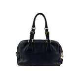 Prada Navy Pebbled Leather Bauletto handbag