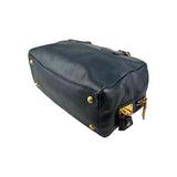Prada Navy Pebbled Leather Bauletto handbag