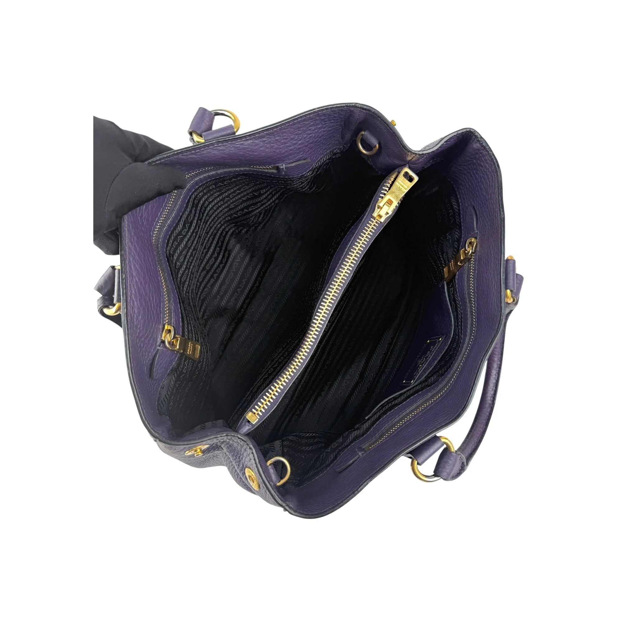 Prada Purple Vitello Daino Leather Medium Tote
