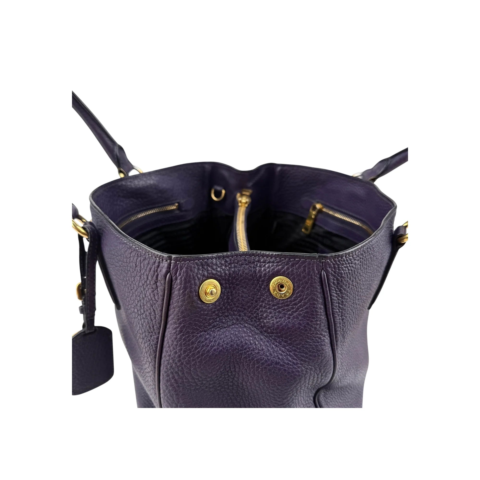 Prada Purple Vitello Daino Leather Medium Tote