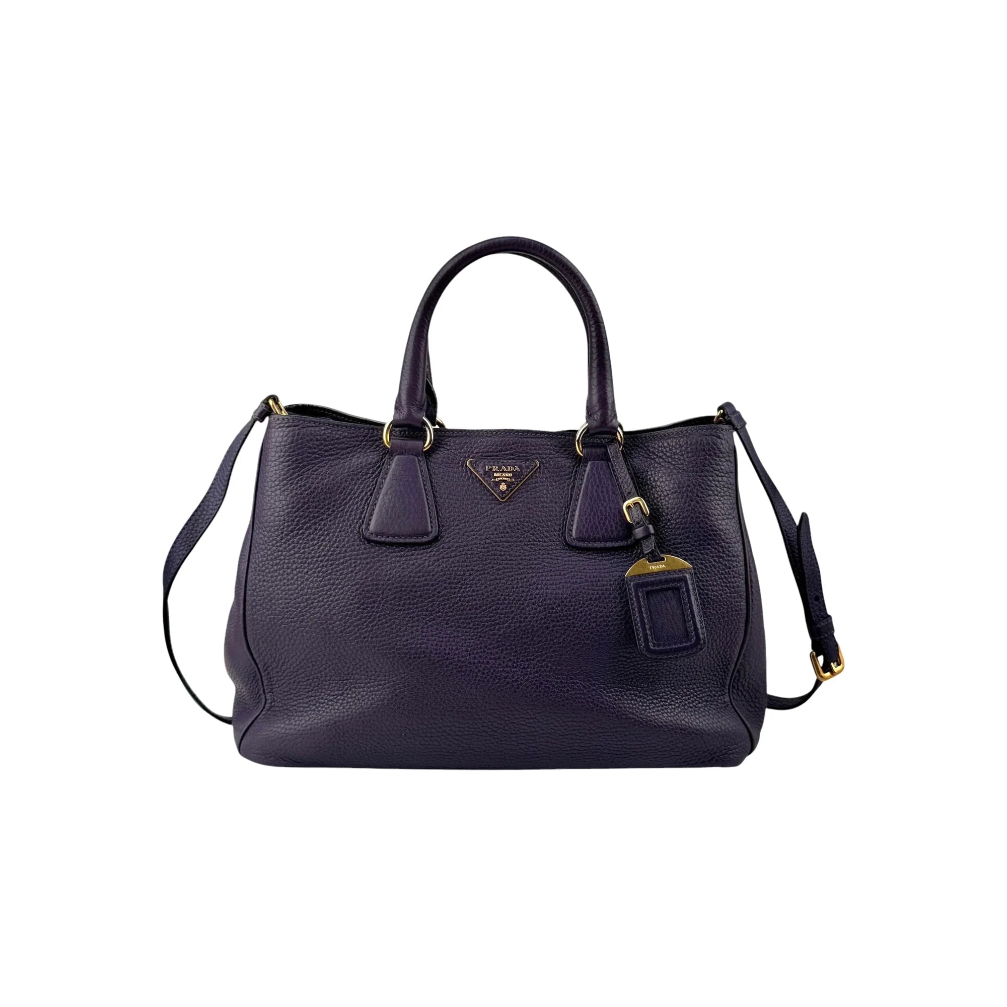 Prada Purple Vitello Daino Leather Medium Tote