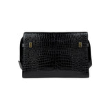 Saint Laurent Black Crocodile Embossed Patent Leather Manhattan Small Flap Bag