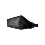 Saint Laurent Black Crocodile Embossed Patent Leather Manhattan Small Flap Bag