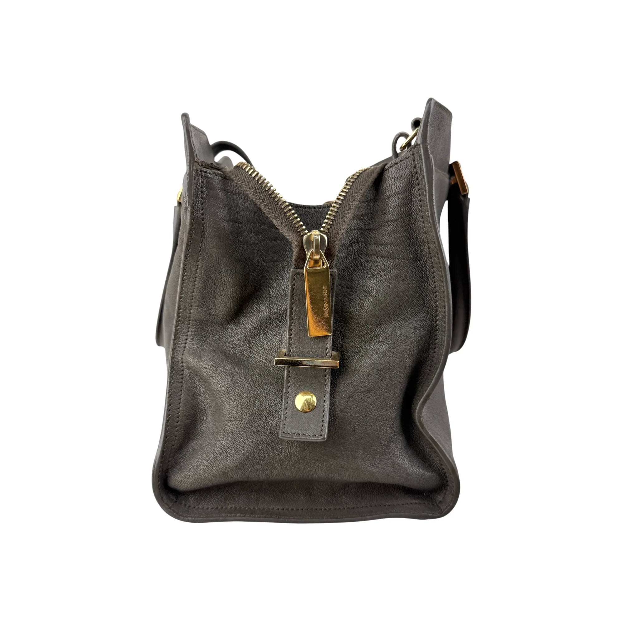 Saint Laurent Grey Calfskin Leather Cabas Chyc Bag
