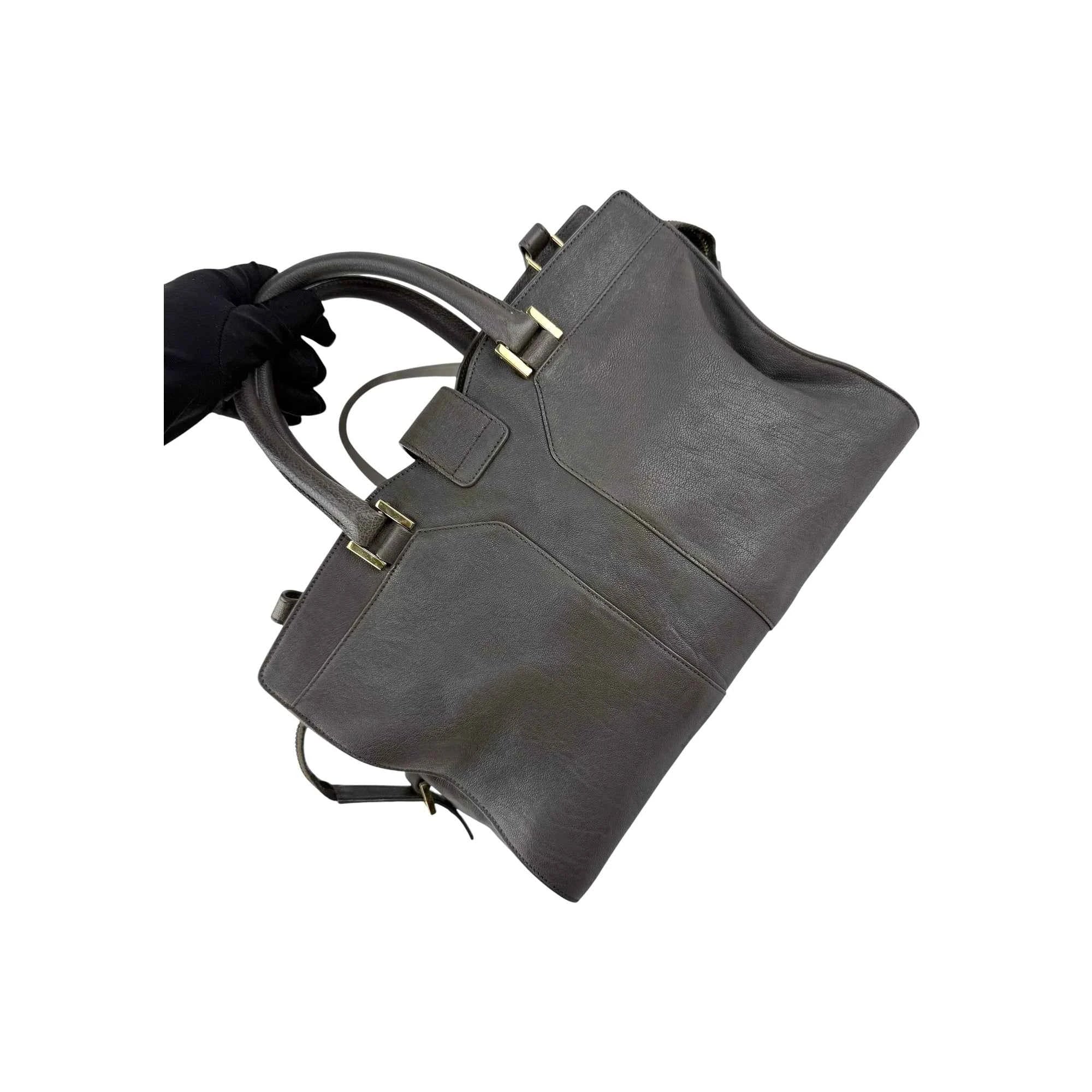 Saint Laurent Grey Calfskin Leather Cabas Chyc Bag