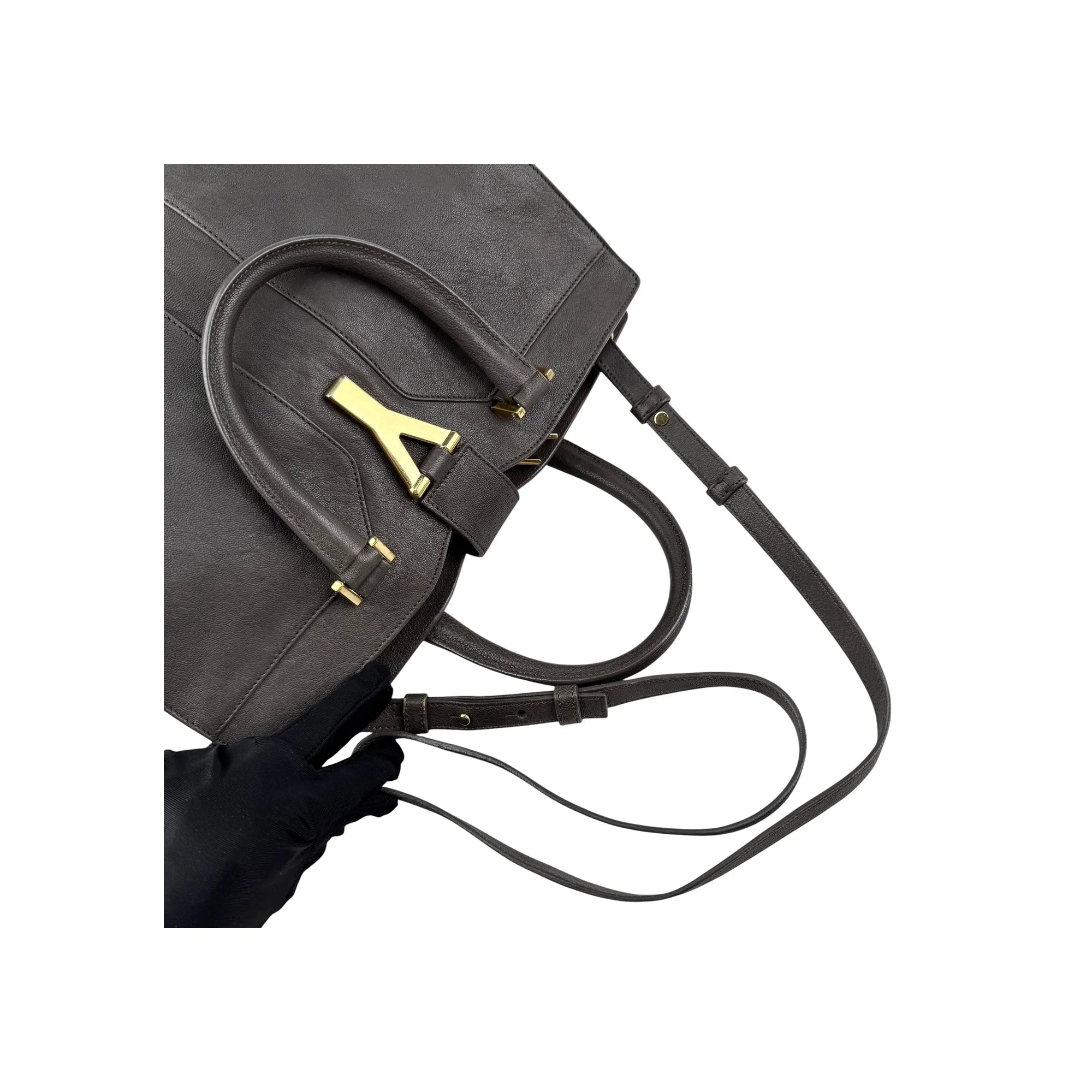 Saint Laurent Grey Calfskin Leather Cabas Chyc Bag