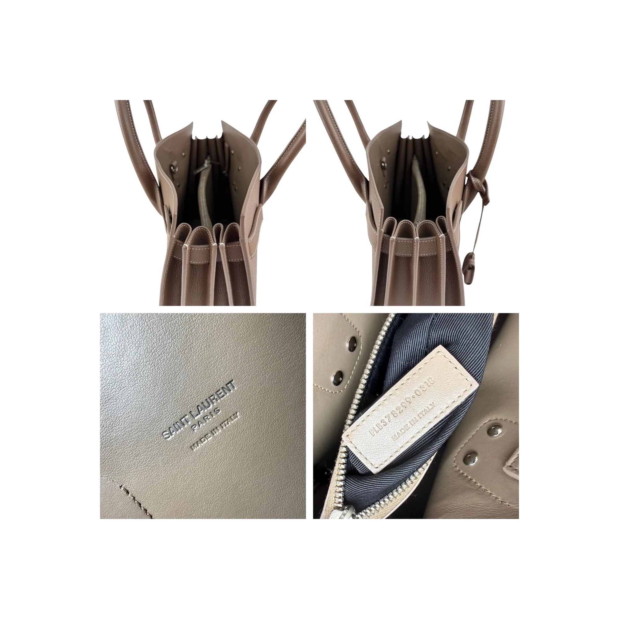 Saint Laurent Light Brown Leather Nano Classic Sac De Jour Tote