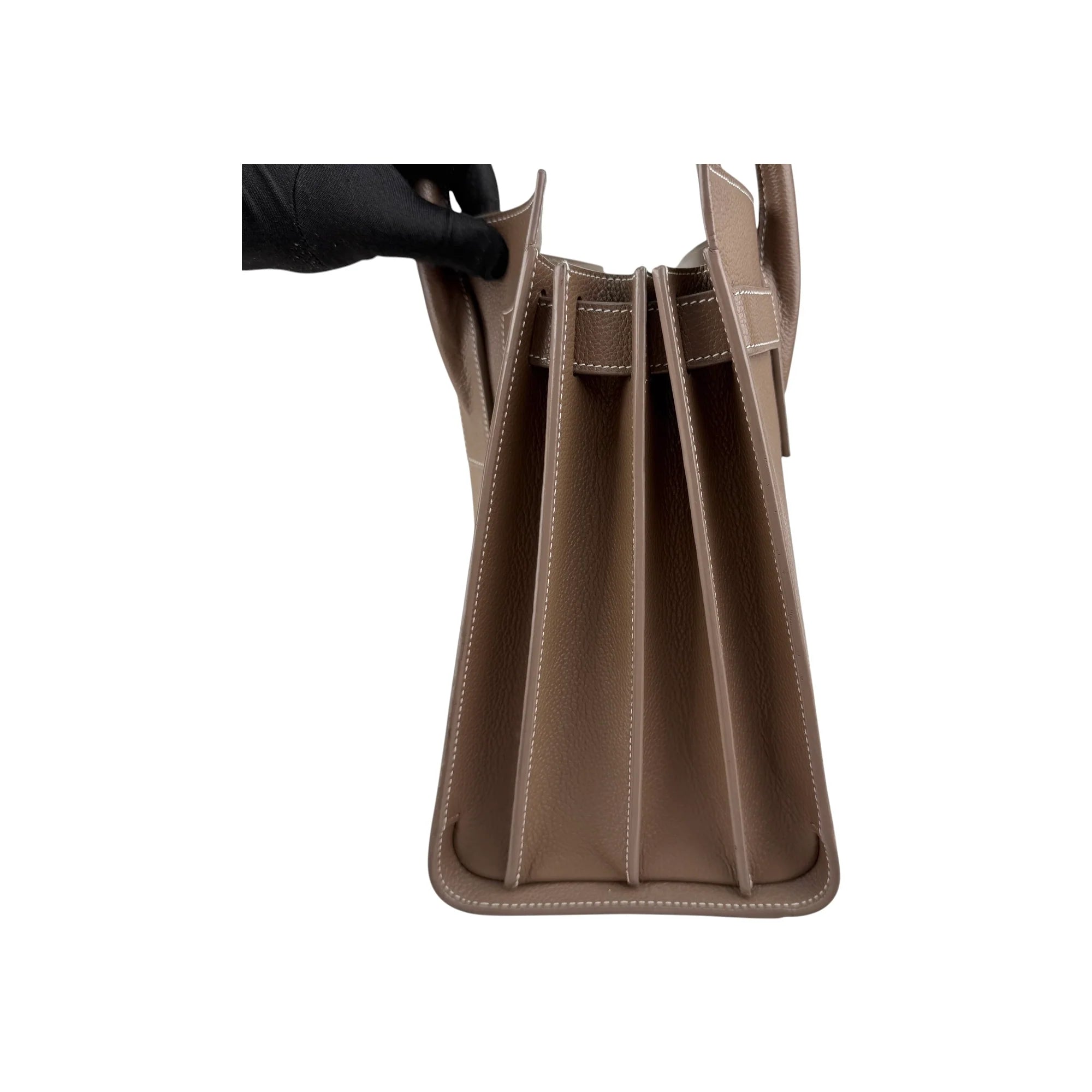 Saint Laurent Light Brown Leather Nano Classic Sac De Jour Tote