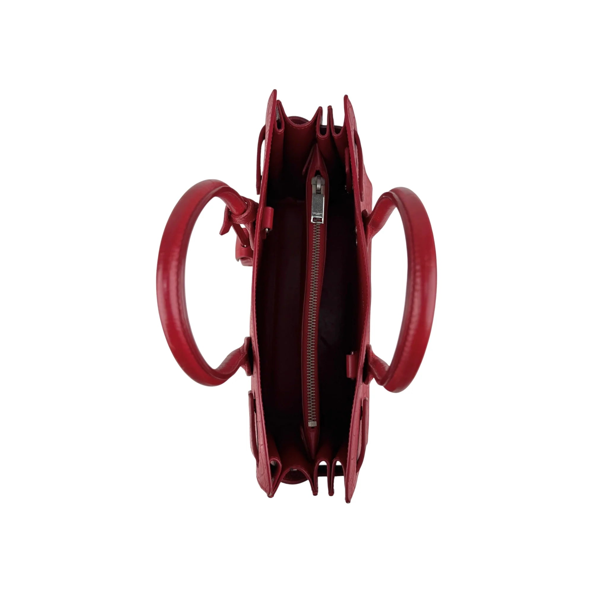 Saint Laurent Red Crocodile Embossed Leather Small Sac de Jour Tote Bag