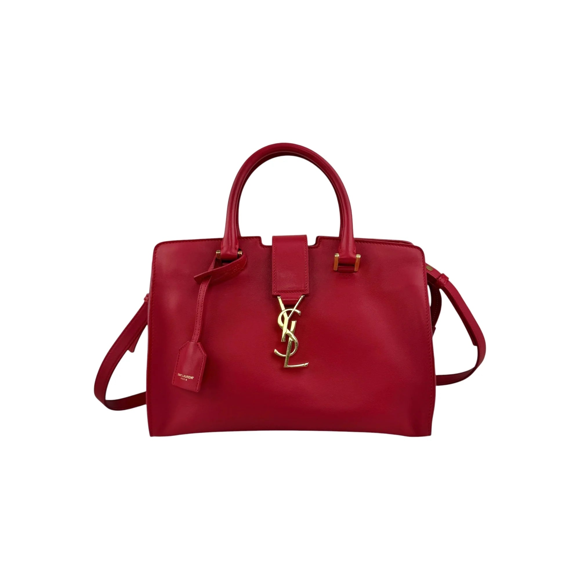Saint Laurent Tote Downtown Cabas Satchel in Red, Calfskin Leather