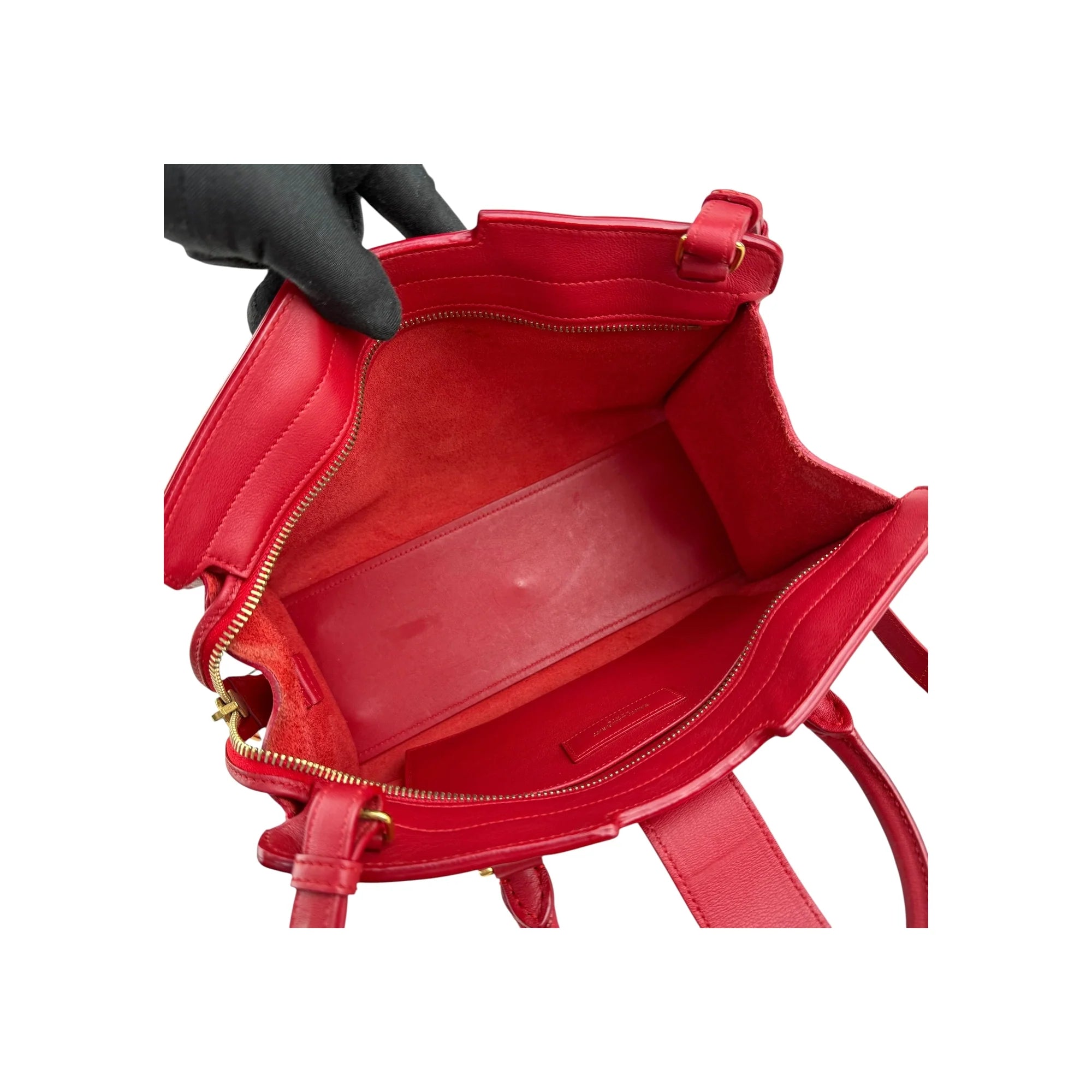 Saint Laurent Tote Downtown Cabas Satchel in Red, Calfskin Leather