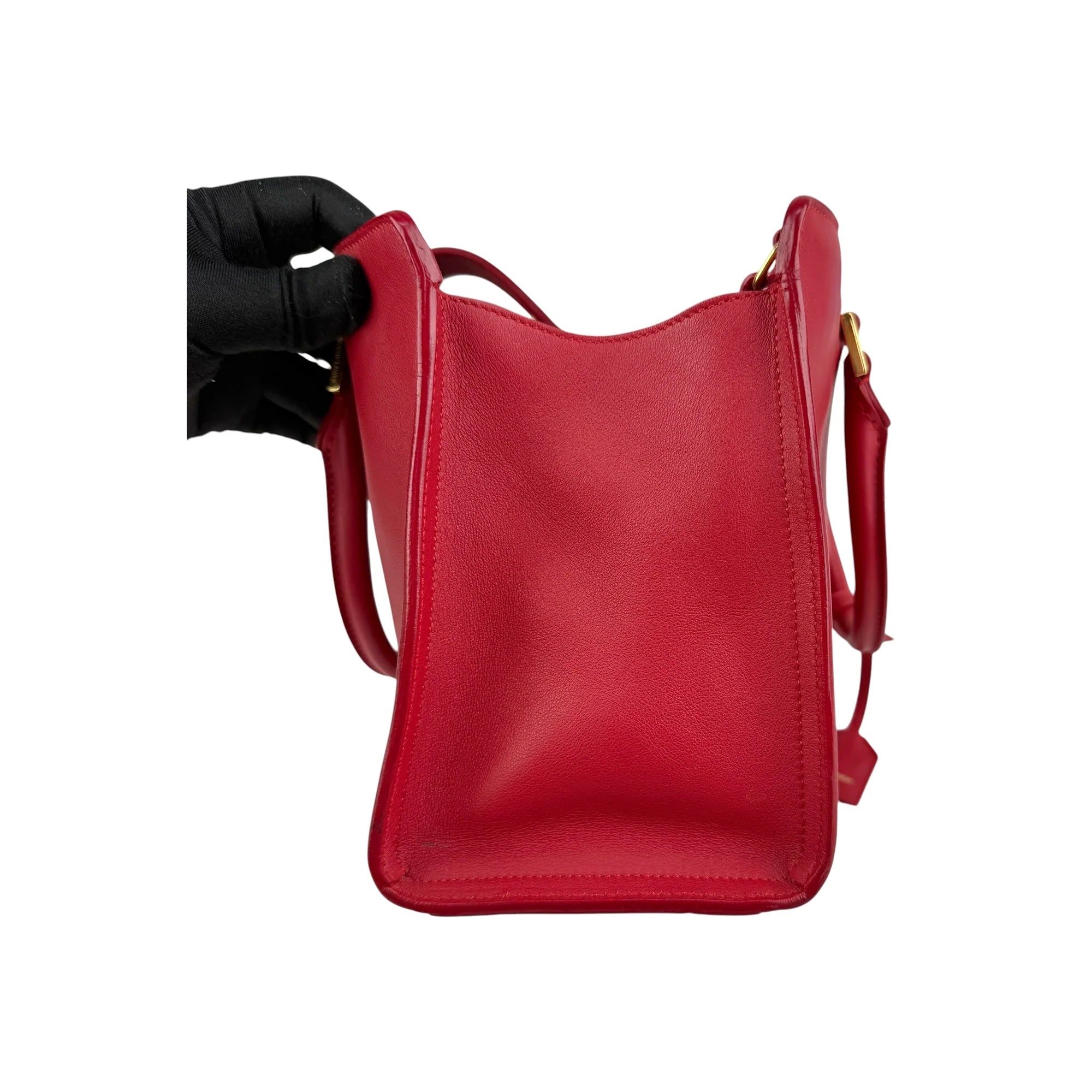 Saint Laurent Tote Downtown Cabas Satchel in Red, Calfskin Leather