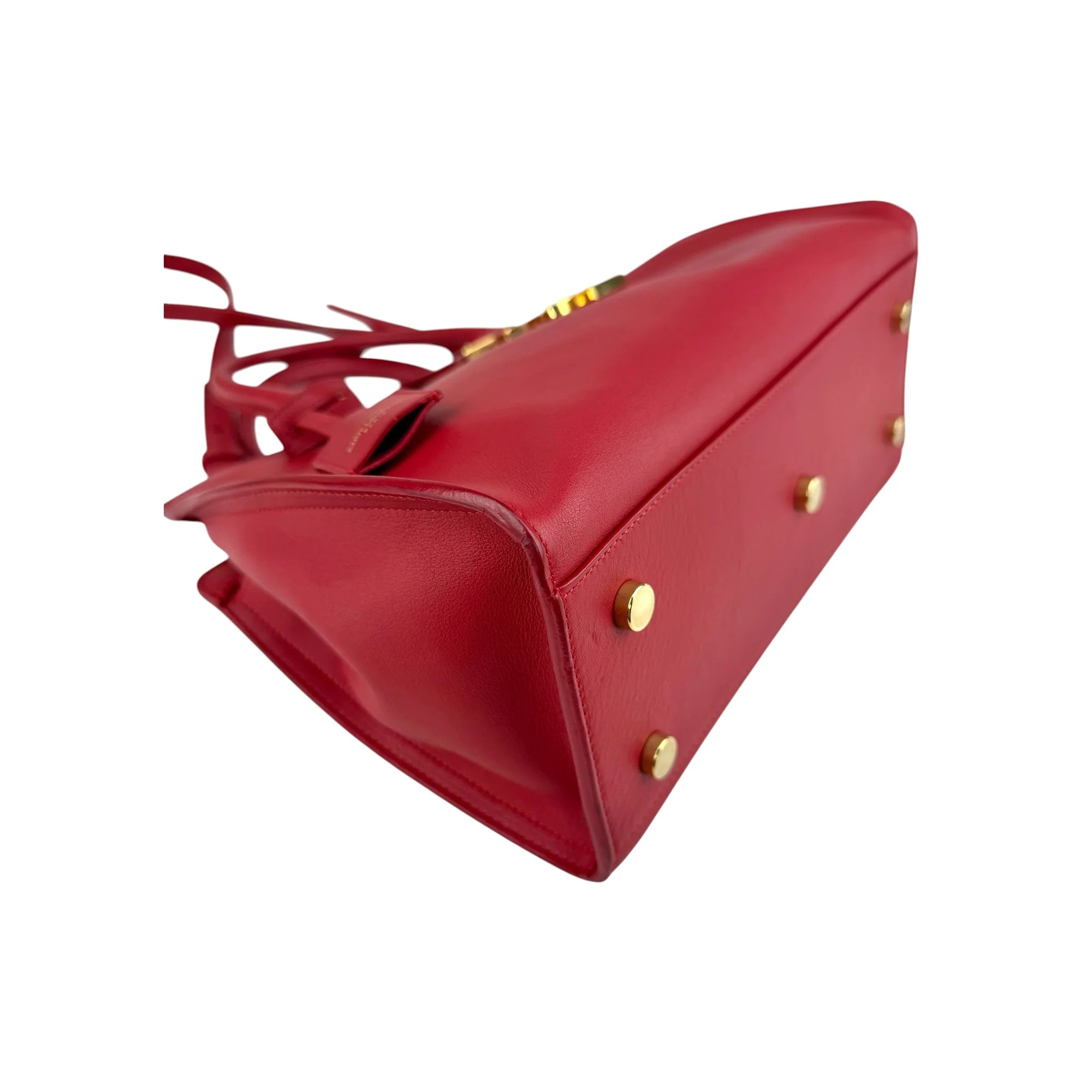 Saint Laurent Tote Downtown Cabas Satchel in Red, Calfskin Leather