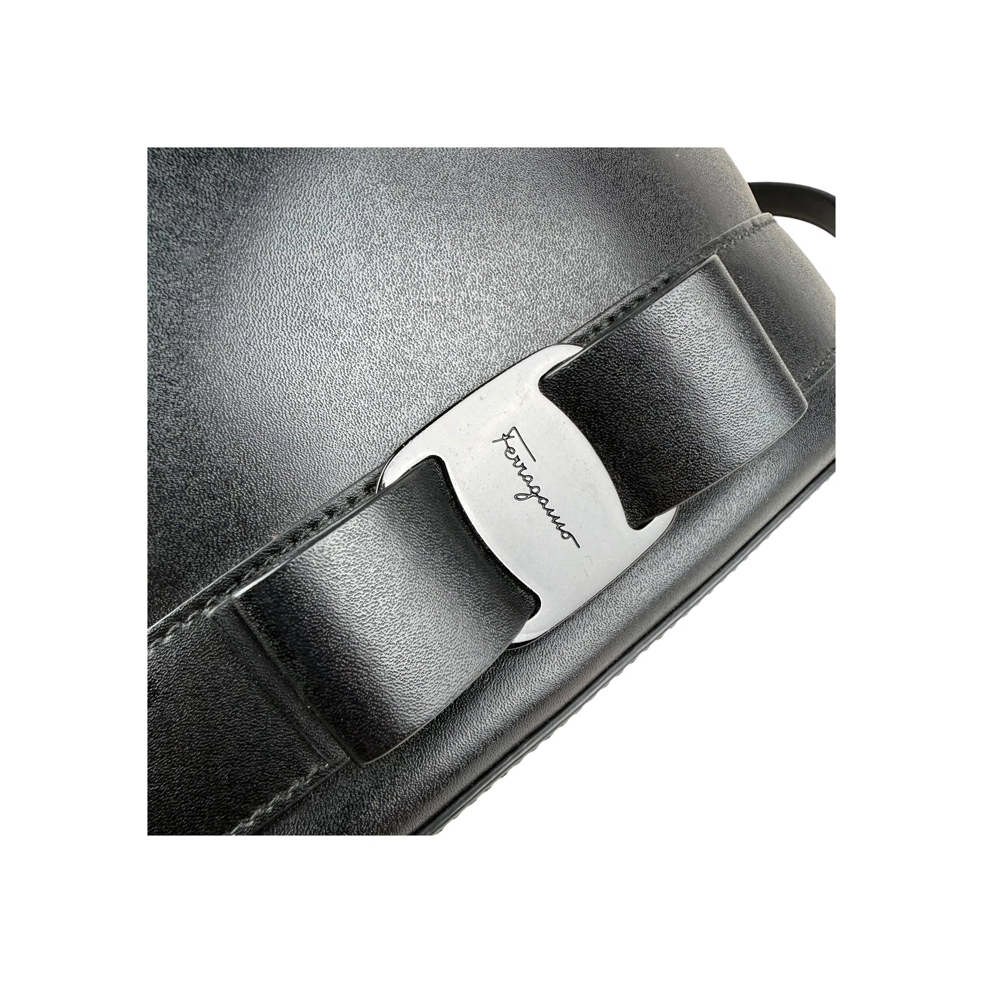 Salvatore Ferragamo Calfskin Bow Bucket Bag Black